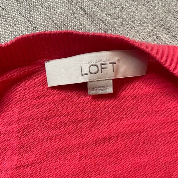 ANN TAYLOR LOFT Pink Button Up Cardigan Sweater Longsleeve Cotton Extra Small XS - Picture 2 of 4